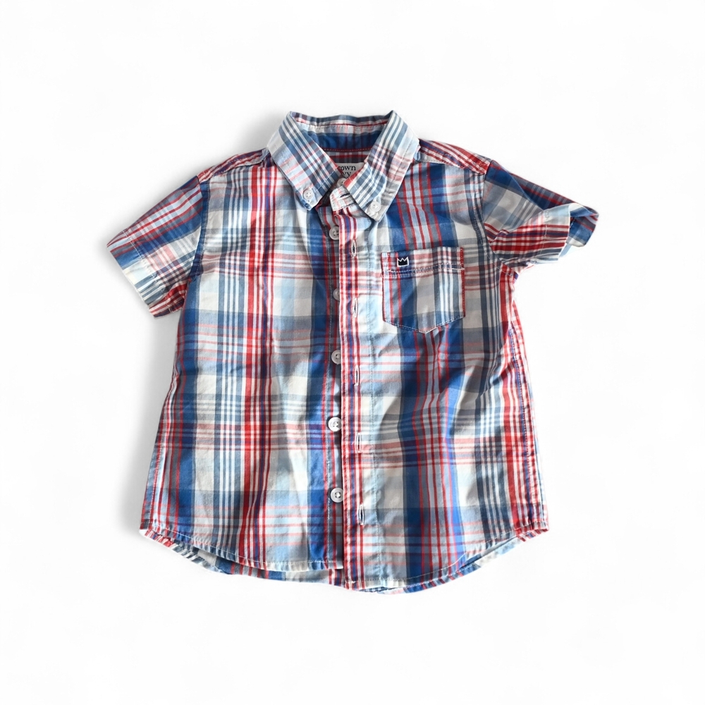 Crown & Ivy Kids Plaid Button-Down Shirt - Red, Blue, and White